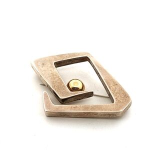 Vintage 925 Sterling silver and gold geometric large pin brooch